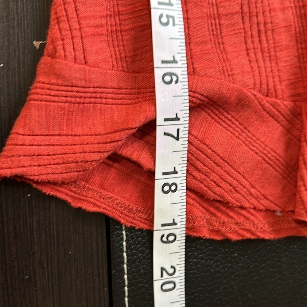 Pilcro Anthropologie Rust Red Button Up Ribbed Puff Sleeve Cardigan Top Sz S - Picture 14 of 15